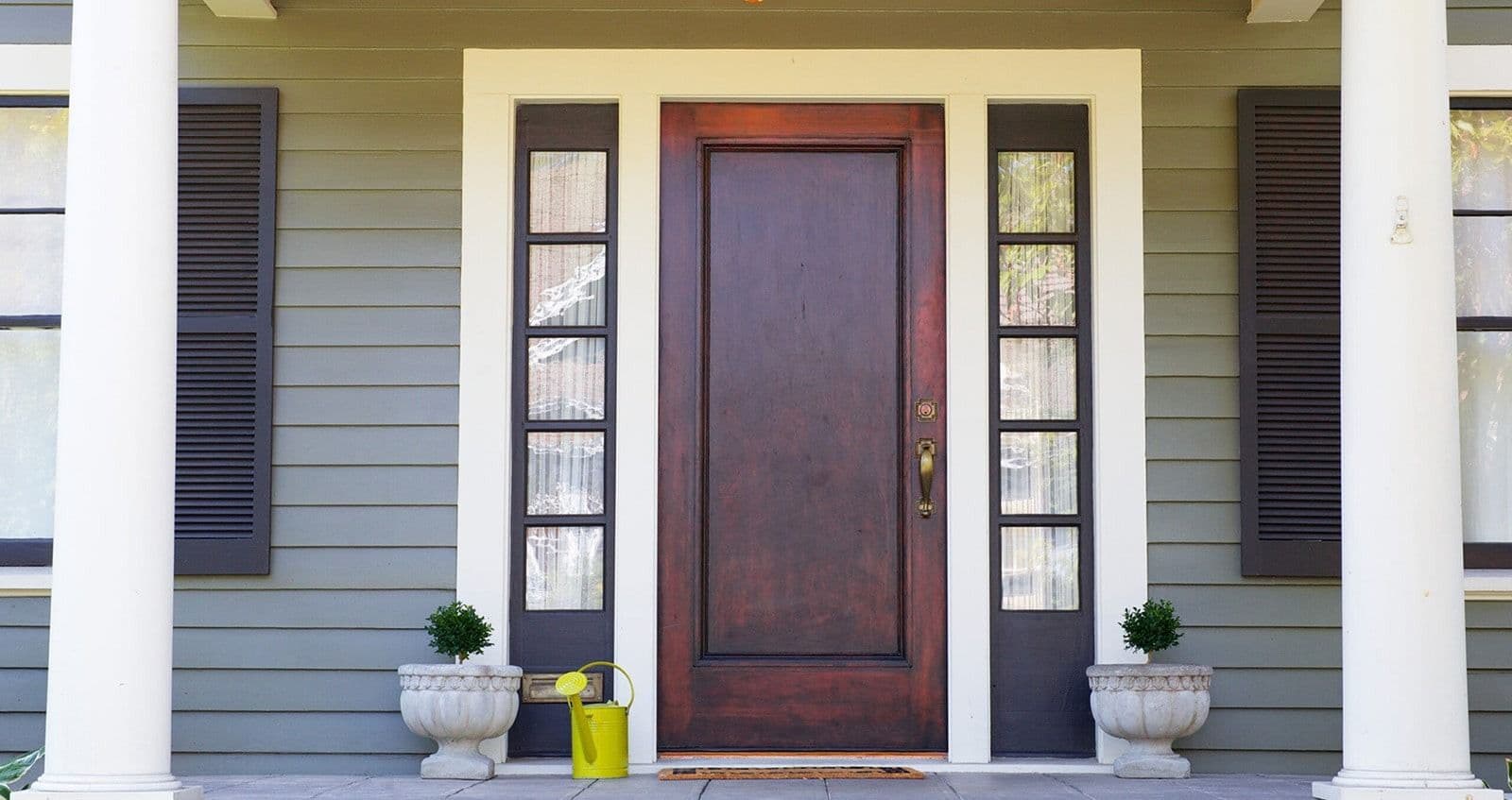 dark red entry door